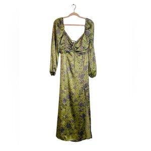 Urban Outfitters kitty printed puff sleeve midi dress, large, new without tags